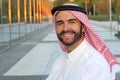 Gorgeous Arabic businessman smiling in office space