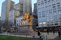 Gorgeous architecture and statue outside main entrance of Central Park,NYC,2015