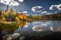 Gorgeous autumn view of the mirror lake of Duck Creek in Dixie National Forest near Cedar Breaks National Monument in Sothern Utah Royalty Free Stock Photo