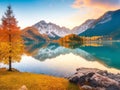 Gorgeous autumnal sunset over a lake. Royalty Free Stock Photo