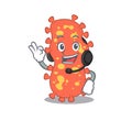 A gorgeous bacteroides mascot character concept wearing headphone
