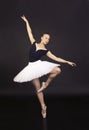 Gorgeous ballerina in a white tutu dancing ballet