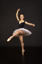 Gorgeous ballerina in a white tutu dancing ballet