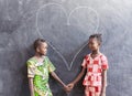 Gorgeous Black African Cute Girls Posing Together Looking Smiling Royalty Free Stock Photo