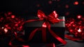 Gorgeous black gift box ribbon bow festive design party