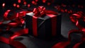 Gorgeous black gift box ribbon bow festive design party effect