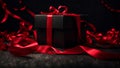 Gorgeous black gift box ribbon bow festive design party effect package