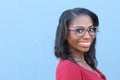 Gorgeous Black Woman wearing Framed Spectacles with Copy Space