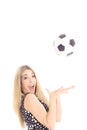 Gorgeous blonde catching soccer ball