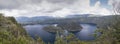 The gorgeous blue Cuicocha lake inside the crater of Cotacachi volcano as seen from the best viewpoint of the hike