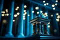 Gorgeous blurred bokeh effect with elegant financial patterns and banking industry motifs