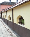 Gorgeous brick fence, city construction, beautiful town house photo Royalty Free Stock Photo