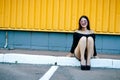 Gorgeous brunette girl with a beautiful make-up in fashionable c Royalty Free Stock Photo