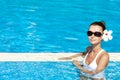 Gorgeous brunette in pool Royalty Free Stock Photo