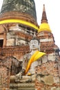 Buddha Statue in Yellow Robe at Wat Yai Chai Mongkhon Ancient Temple, Ayutthaya Historical Park, Thailand Royalty Free Stock Photo