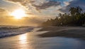 Gorgeous Caribbean beach at sunrise. Costeno beach on the Caribbean coast of Colombia