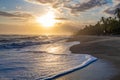 Gorgeous Caribbean beach at sunrise. Costeno beach on the Caribbean coast of Colombia