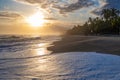 Gorgeous Caribbean beach at sunrise. Costeno beach on the Caribbean coast of Colombia