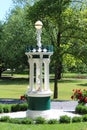 Mineral water fountain with intricate detail of of angel holding lamp, Congress Park, Saratoga Springs, New York, 2018 Royalty Free Stock Photo