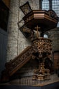 This gorgeous church pulpit podium designed in a church in Ghent Royalty Free Stock Photo