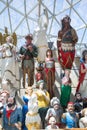 A gorgeous collection of colorful ship figureheads on Cutty Sark ship in London Greenwich area. The Long John Silver collection