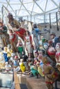 A gorgeous collection of colorful ship figureheads on Cutty Sark ship in London Greenwich area. The Long John Silver collection