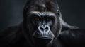 gorgeous colored frontal portrait of a male gorilla against a dark background