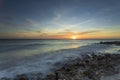 Gorgeous colorful sunset on Caribbean sea, Unforgettable view of Aruba landscape. Royalty Free Stock Photo