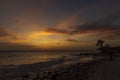 Gorgeous colorful view of sunset on Aruba. Beautiful nature landscape. Rocky coast of Atlanta, Royalty Free Stock Photo