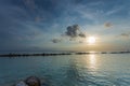 Gorgeous colorful view of sunset on Curacao island. Beautiful nature landscape.