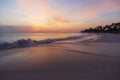 Gorgeous colorful view of sunset on Eagle Beach of Aruba Island. Caribbean. Unforgettable view. Royalty Free Stock Photo