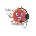 A gorgeous coronaviridae mascot character concept wearing headphone
