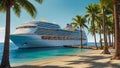 Gorgeous cruise ship, tropical beach vacation voyage Royalty Free Stock Photo