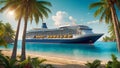 Gorgeous cruise ship, tropical beach Royalty Free Stock Photo