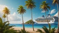Gorgeous cruise ship, tropical beach vacation Royalty Free Stock Photo