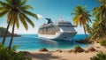 Gorgeous cruise ship, tropical beach vacation voyage resort