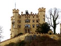 Gorgeous Decorated Facade of Hohenschwangau among fall foliage, Fussen, Bavaria