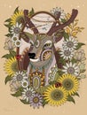 Gorgeous deer coloring page