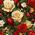 Gorgeous and enchanting top view of a blooming rose flower with vibrant and delicate petals