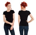 Gorgeous female with blank black shirt Royalty Free Stock Photo
