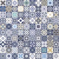 Gorgeous floral patchwork design. Colorful Moroccan or Mediterranean square tiles, tribal ornaments. For wallpaper print, pattern Royalty Free Stock Photo