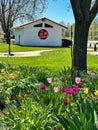 Gorgeous flower garden in Two Rivers, Wisconsin during springtime Royalty Free Stock Photo