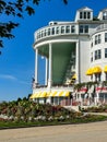 Gorgeous flower garden by Grand Hotel on Mackinac Island in Michigan