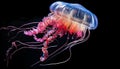 Gorgeous giant bell jellyfish floating in crystal clear water with grace and elegance