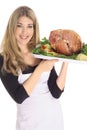 Gorgeous girl with honey baked ham Royalty Free Stock Photo