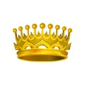 Gorgeous golden crown. Realistic icon of shiny king attribute with yellow gradient. Vector element for luxury label or Royalty Free Stock Photo