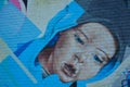 Gorgeous graffiti of a surprised looking young boy