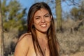 Gorgeous Hispanic Model Poses Topless In The Arizona Desert Royalty Free Stock Photo