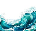 Seaside Reverie Exploring Water Wave Designs Ocean Patterns and Azure Wave Art on White Background Royalty Free Stock Photo