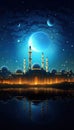 Gorgeous islamic greeting background. Mosque and Arabic Lantern. Ramadan kareem. Eid Mubarak cards for Muslim Holidays Royalty Free Stock Photo